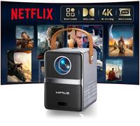 Mini Proyector Portatil 4K【Netflix Oficial/Dolby】 WiMiUS Proyector 1080P FHD con Auto Keystone/E-Enfoque, Apps Integrada WiFi & Bluetooth, Projector Portable 4k Cine en Casa para Movil (Negro Claro)