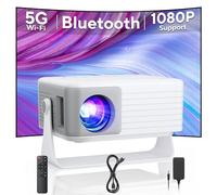 Mini Proyector Portátil, AKIYO O1 Proyector Upgraded with WiFi Bluetooth | 15000 Lumens Proyector with Auto Keystone & Rotación de 360°, 1080P Soporte 50% Zoom, Compatible con Teléfonos/TV Stick/HDMI