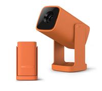 Mini proyector portátil Android TV con Netflix, Soporte 1080P, 200 ISO lúmenes, Enfoque eléctrico, Asistente de Voz, WiFi Bluetooth, rotación 360°, proyector de Cine en casa Compacto (Naranja)