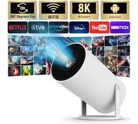 Mini Proyector Portátil Con Android 11, Auto Keystone, 4K, WiFi 2.4G/5G, BT 5.4, Pantalla 130 Pulgadas, Giratorio 180°, Cine en Casa, HDMI/USB