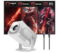 Mini Proyector Portátil con Wi-Fi & Bluetooth,Android 11,1280*720P,180 ANSI Proyector inteligentes,Giratorio 180°,Videoproyector para Cine en casa,Portable Projector para TV/Phone/Altavoz (Plateado)