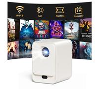 Mini Proyector Portátil, Videoproyector HD 1080P Soporte, Enfoque Eléctrico y Zoom, LORDWIT Proyector Exterior para Smartphone, Android OS, 5G WiFi, Bluetooth, HDMI USB, Cine en Casa