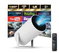 Mini proyector, proyector Bluetooth WiFi portátil 4K con corrección trapezoidal automática, rotación de 180°, pantalla de 130 pulgadas, Android 11, 5G de doble banda, proyector de películas para el