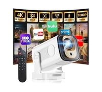 Mini Proyector Vídeo, Proyector Portátil con WiFi 6 y BT 5.4, 1080P Full HD 4K,Proyector Inteligente con Función Enfoque Automático y Corrección Trapezoidal, para TV Stick/USB/HDMI/PC/Laptop(Blanco)