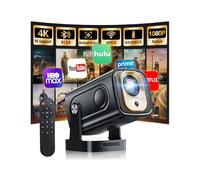 Mini Proyector Vídeo, Proyector Portátil con WiFi 6 y BT 5.4, 1080P Full HD 4K,Proyector Inteligente con Función Enfoque Automático y Corrección Trapezoidal, para TV Stick/HDMI/PC/Laptop/PS5(Negro)