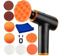 Mini pulidora para coche, 148 W, kit de pulido de coche, recargable, inalámbrica, con almohadillas de pulido, 2 x 2000 mAh+2 velocidades para eliminar arañazos, encerado y pulido