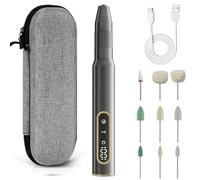 Mini pulidora USB inalámbrica para revestimientos acrílicos y suaves, kit de reparación y limpieza de 35000 RPM para suavizar bordes ásperos, eliminar manchas y superficies de acabado - 11 cabezales y