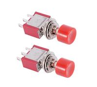 Mini pulsador, 2 pulsadores momentáneos de encendido/apagado de 3 pines, pulsador redondo para proyectos electrónicos de baja potencia (rojo)