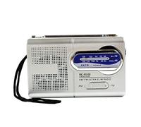 Mini Radio Bc-R119 Radio Portatil Pequeña Portátil Am/FM Antena Telescópica De Bolsillo Receptor Mundial Altavoz Funciona con Pilas Color Plateado (Sin Pilas)