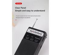 Mini radio FM AM de bolsillo, radios portátiles recargables con linterna LED