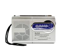 Mini Radio portátil Bc-R119 Radio Am/FM Antena telescópica de Bolsillo Receptor Mundial Altavoz Funciona con Pilas batería Recargable Plateada (sin Pilas)