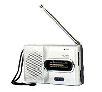 Mini Radio portátil Bc-R21 Radio Am/FM Antena telescópica Receptor de Bolsillo Altavoz Funciona con Pilas batería Recargable Plateada (sin Pilas)