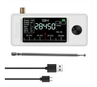 Mini radio portátil compatible con banda completa LSB/USB/AM/FM de 0,5 a 108 MHz con receptor de señal de antena HF/SW/MW/VHF, color blanco.