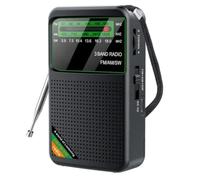 Mini Radio Portátil FM/Am/SW de Banda Completa - Recargable por USB-C, Búsqueda Manual, Altavoz de 3W, Ajuste de emisora y Volumen con Ruleta - Ideal para Viajes y Emergencias