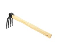 Mini rastrillo de jardín, rastrillo de mano, herramienta de jardín con mango de madera, rastrillo de excavación manual para aflojar el suelo
