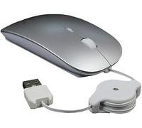 Mini ratón de viaje retráctil con cable USB para Windows Thinkpad HP Dell Lenovo Sony Asus Acer Tablet PC portátil Apple Mac, negro y plateado ratón óptico ajustable pequeño mini elegante portátil