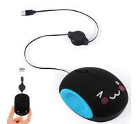 Mini ratón USB C con cable retráctil de 70 cm, pequeño ratón de ordenador 1000D-PI óptico con cable retráctil tipo C, clic silencioso, para zurdos y diestros, viajes, ordenador portátil, portátil