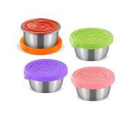Mini Recipientes Pequeño para Salsa,4 Piezas 50 ml con tapa para salsa de Silicona,Recipientes Reutilizables para Aperitivos para Picnic Fiambrera Sin BPA