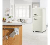 Mini refrigerador con congelador de 60 L. Mini refrigerador compacto de doble puerta para dormitorio, termostato ajustable. Refrigerador pequeño de bajo consumo y bajo ruido para dormitorio,White