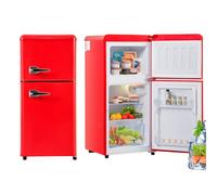 Mini refrigerador con congelador, refrigerador compacto para oficina en casa o dormitorio, cuenta con puertas dobles, estantes extraíbles, control mecánico de temperatura ajustable,Red