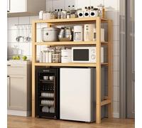 Mini Refrigerador Madera Maciza con Almacenamiento, Estante Organizador Cocina Resistente 4 Niveles, Mesa Soporte for Horno Microondas 90cm X 50cm for Dormitorio, Apartamento, Oficina, Dormitorio