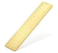 Mini regla de metal pequeña dorada de 150 mm, reglas rectas con agujero para colgar, doble escala, métrica e imperial, regla de marcapáginas para dibujar, oficina de ingeniería