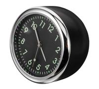 Mini Reloj de Coche Redondo Brillo Nocturno y Movimiento de Cuarzo | Instalación Sencilla, Lectura Clara Hora, Metal Negro, para Hogar y Coche Interior