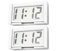 Mini reloj digital 2 piezas de reloj de automóvil pequeño, reloj digital pequeño con LCD transparente, reloj de tiempo de tablero autoadhesivo operado por batería para automóviles, motocicleta