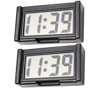 Mini reloj digital 2 piezas pequeño reloj de coche pequeño reloj digital con LCD transparente funciona con pilas autoadhesivo reloj de tiempo Stickon reloj de coche mini reloj para auto, motoci