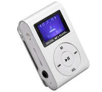 Mini reproductor de MP3, Mini reproductor de música USB con pantalla LCD, con auriculares, Reproductor de clip ultraligero, Carcasa de metal, Soporte 32G, Apto para deportes, Escuchar música(Plata)