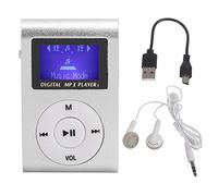 Mini reproductor de música MP3, mini reproductor de MP3 con pantalla LCD, reproductor de MP3 con clip trasero Reproductor de música deportiva Walkman con tarjeta de audio(Plata)