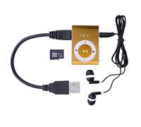 Mini Reproductor MP3 Dorado con Enganche de Clip + Tarjeta de 4Gb + Cable de Carga + Auricular, Music Player