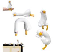Mini Resin Goose Figurines,2/4 Pcs Tiny Cute Goose Statues for Office Desk,3D Craft Sculpture,Funny Computer Decor,Small Animal Ornaments for Office Desk Car Interior Rearview Mirror Decor-A||4PCS