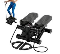 Mini Rock Stepper with Resistance Bands for Exercise at Home - Portable Adjustable Fitness Stair Step, Quiet Under Desk Stepper with LCD Display | Side-to-Side Fitness Trainer, Indoor Workout Machine