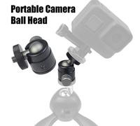 Mini rótula para GoPro, Osmo, teléfono móvil, cámara réflex digital - Aleación de aluminio giratoria 360 con tornillo de 1/4" y luz LED -