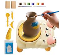 Mini rueda de cerámica | Juego de cerámica en casa | Herramientas educativas de escultura de arcilla para principiantes, estudiantes, niñas, niños, aula, escuela, campamento de verano, escuela en casa