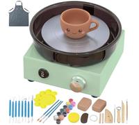 Mini Rueda de Cerámica Torno Alfarero Eléctrico,Kit Ceramica para Niños,torno alfarero Bandeja Extraíble Incluye25 Herramientas de Escultura Adolescentes Principiante y Amante de Creación de Cerámica