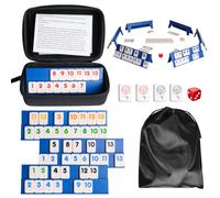 Mini Rummy Juego de mesa para 2-6 jugadores, juego de viaje Rummy con 160 piedras y 6 soportes de juego, juego de viaje para adultos y familia, incluye caja y bolsa de almacenamiento