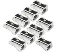 Mini sacapuntas de metal de aleación de aluminio de un solo agujero, sacapuntas de mano para la mayoría de los lápices de tamaño para adultos y niños (9 piezas)