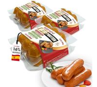 Mini Salchichas de Pollo Proteicas Keto 36 Uds (3 x 200 g) - Alto Contenido en Proteínas, Bajas en Grasas y Sin Azúcares Añadidos - Snack Proteico Listo para Consumir - Bestdiet