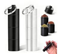 Mini salero para viajes, 2 botes de especias, mini botes de especias, juego de tarros de especias pequeños, de aluminio, impermeable, con tapa, para camping, picnic, barbacoa, viajes