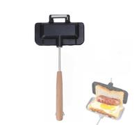 Mini sandwichera para cocina de gas, tostadora plegable de doble cara con mango resistente al calor, aluminio simple, mini sartén para camping, tostadora para cocina de gas para desayuno, cocina de