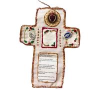 Mini santuario de recuerdo hecho a mano portátil para devoción personal y refugio espiritual, santuario de viaje rojo con incrustaciones plateadas, fe simbólica y seguridad