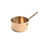 Mini sartén de acero inoxidable con agujero para estufa, 100 ml, leche pequeña Plus para calentar la olla de leche, hacer café, seguro para colgar con Sm (bronce S)