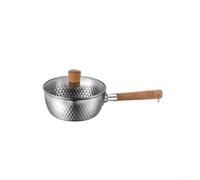 Mini sartén de acero inoxidable de 0,6 litros, cacerola extra para cocinar sopas a fuego lento y calentador de mantequilla, base gruesa con mango de nogal (plateado 2)