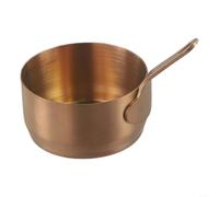 Mini sartén de acero inoxidable de 100 ml con mango largo para un fácil manejo y almacenamiento de agujeros colgantes, adecuada para preparación de leche, café y salsa (bronce L)
