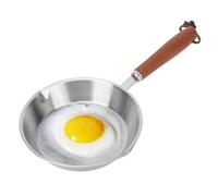 Mini Sartén de Acero Inoxidable, Sartén Antiadherente de un Huevo con de Madera Maciza para Cocina de Inducción, Sartén Portátil para Restaurante Doméstico (16 CM)