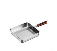 Mini sartén, sartén pequeña de acero inoxidable con boquilla de vertido, mango ergonómico de madera para huevos, salsas, porciones individuales, cocina, camping (D)