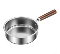 Mini sartén, sartén pequeña de acero inoxidable con boquilla de vertido, mango ergonómico de madera para huevos, salsas, porciones individuales, cocina, camping (B)
