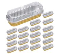 Mini sartenes con tapa - Recipientes rectangulares para cupcakes, moldes de aluminio de 200 ml, juego de horno para postre | para tartas de queso Crème Brulée de aluminio para hornear